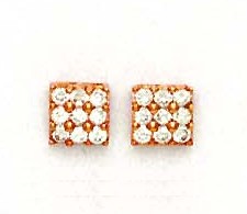 
14k Rose Gold 2.5 mm Round Cubic Zirconia Square Design Earrings
