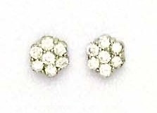 
14k White Gold 2.5 mm Round Cubic Zirconia Small Flower Earrings
