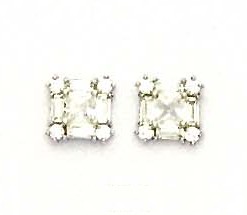 
14k White Princess Round and Baguette Cubic Zirconia Medium Earrings
