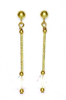 
14k Yellow 6 mm Round Clear Crystal Drop Earrings

