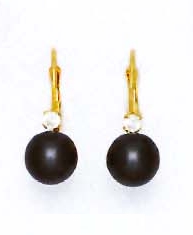 
14k Yellow Gold 7 mm Round Dark-Gray Crystal Pearl Earrings

