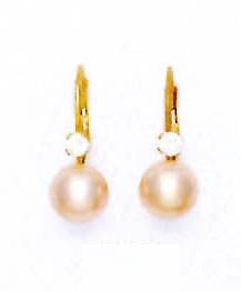
14k Yellow Gold 7 mm Round Light-Cream Crystal Pearl Earrings
