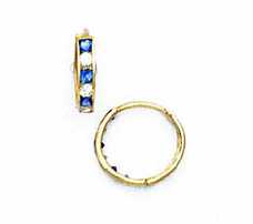 
14k Yellow Gold 1.5 mm Square Clear and Blue Cubic Zirconia Earrings
