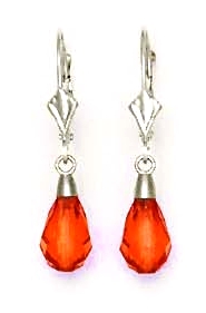 
14k Gold 9x6 mm Briolette Orange Crystal Earrings
