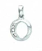 
14k White Gold 1.5 mm Round Cubic Zirconia Initial O Pendant
