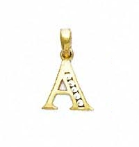 
14k Yellow Gold 1.5 mm Round Cubic Zirconia Initial A Pendant
