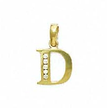 
14k Yellow Gold 1.5 mm Round Cubic Zirconia Initial D Pendant
