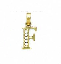 
14k Yellow Gold 1.5 mm Round Cubic Zirconia Initial F Pendant
