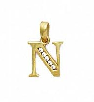 
14k Yellow Gold 1.5 mm Round Cubic Zirconia Initial N Pendant
