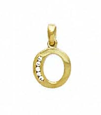 
14k Yellow Gold 1.5 mm Round Cubic Zirconia Initial O Pendant
