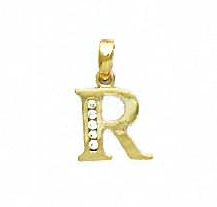 
14k Yellow Gold 1.5 mm Round Cubic Zirconia Initial R Pendant
