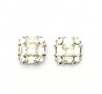 
14k White Princess Round and Baguette Cubic Zirconia Earrings
