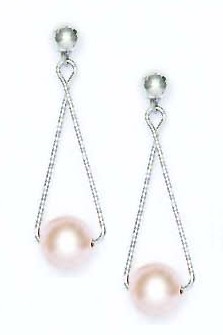 
14k White 7 mm Round Light-Cream Crystal Pearl Earrings
