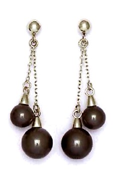 
14k White 6 and 7 mm Round Black Crystal Pearl Earrings
