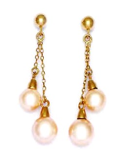 
14k 6 and 7 mm Round Light-Cream Crystal Pearl Earrings

