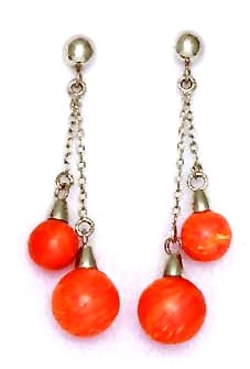 
14k 6 and 7 mm Round Simulated Orange Crystal Pearl Earrings
