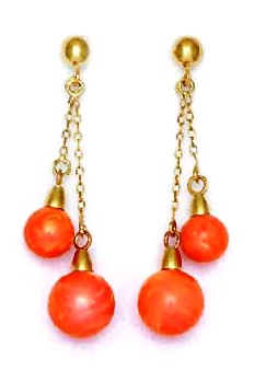 
14k 6 and 7 mm Round Simulated Orange Crystal Pearl Earrings
