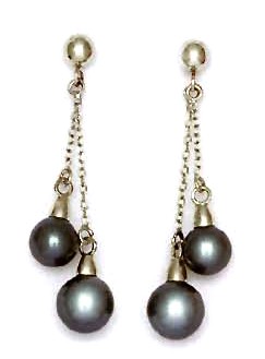 
14k 6 and 7 mm Round Gray Crystal Pearl Earrings
