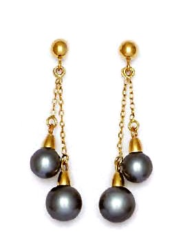 
14k 6 and 7 mm Round Gray Crystal Pearl Earrings
