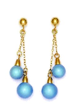
14k 6 and 7 mm Round Simulated Light-Blue Crystal Pearl Earrings
