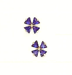 
14k Yellow 3 mm Trilliant Purple Cubic Zirconia Earrings
