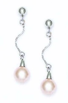 
14k White 7 mm Round Light-Cream Crystal Pearl Earrings
