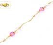 
14k Yellow 6 mm Round Clear and Pink Crys
