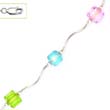 
14k White 6 mm Cube Pink Green and Blue C
