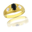 
10k Yellow Oval Black Onyx and Diamond Ri
