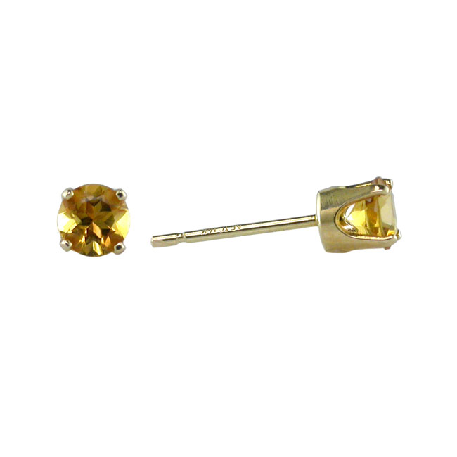 
14k Yellow 4 mm Round Citrine Stud Earrings
