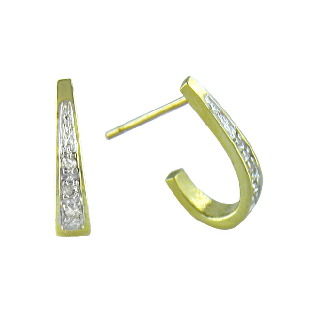 
10k Yellow J-Hoop Diamond Earrings
