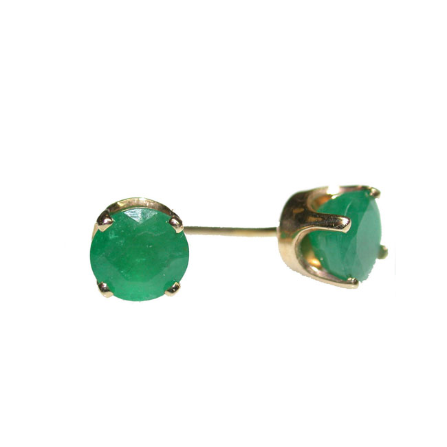 
14k Yellow 3 mm Round Emerald Stud Earrings
