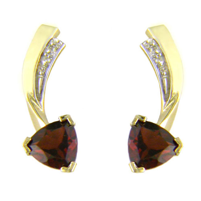 
10k Yellow 6 mm Drop Trilliant Garnet and Diamond Earrings
