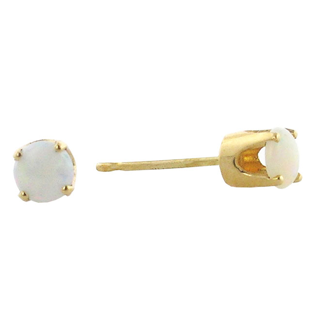 
14k Yellow 4 mm Round Simulated Opal Stud Earrings
