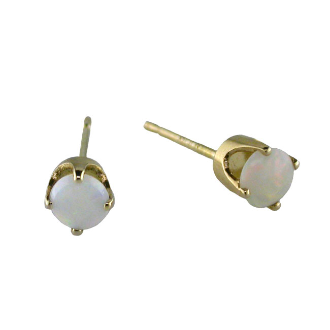
14k Yellow 5 mm Round Simulated Opal Stud Earrings
