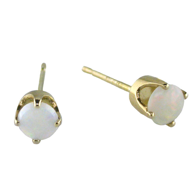 
14k Yellow 6 mm Round Simulated Opal Stud Earrings
