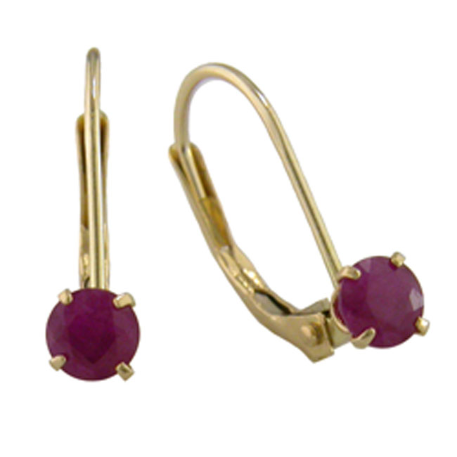 
14k Yellow 2 mm Leverback Round Ruby Earrings
