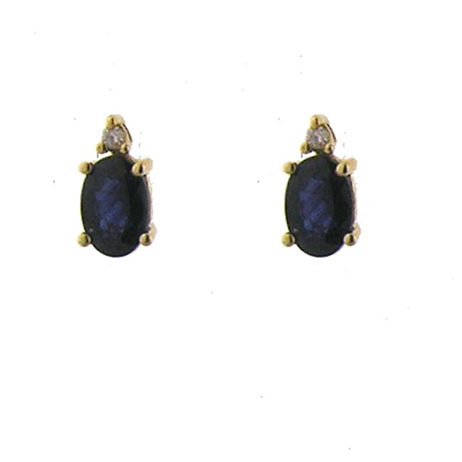 
14k Yellow 6x4 mm Oval Sapphire and Diamond Stud Earrings
