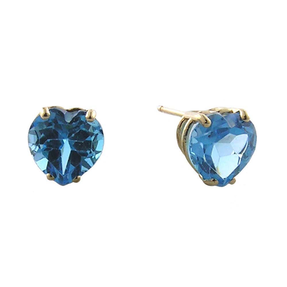 
14k Yellow 7 mm Heart Blue Topaz Stud Earrings
