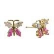 
14k Yellow Topaz-Pink Butterfly CZ Earrin
