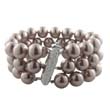 
Sterling Silver 3 Row Taupe Pearls And Cz

