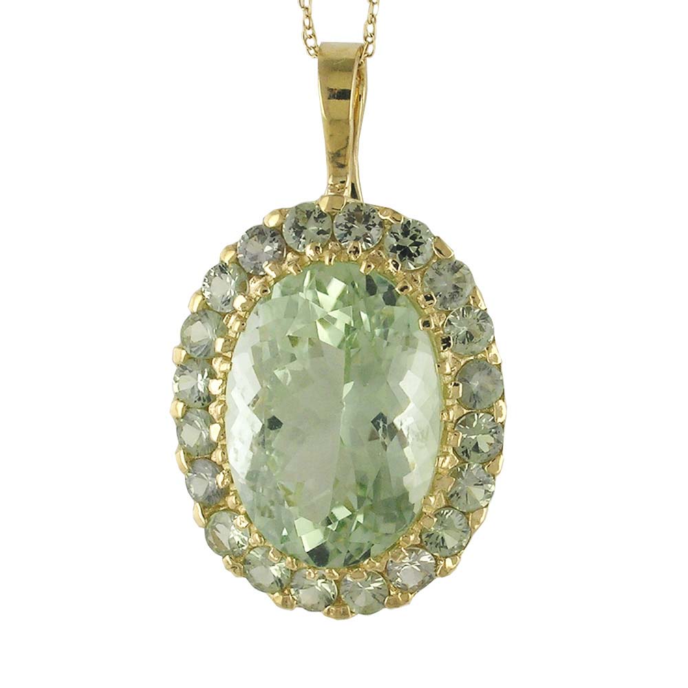 
10k Yellow 13x18 mm Green Sapphire And Oval Green Amethyst P
