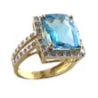 
10k Yellow Square Swiss Blue Topaz and Di
