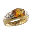 
10k Yellow Oval Citrine and Diamond Ring
