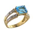 
10k Yellow 8x6 mm Square Blue Topaz and D
