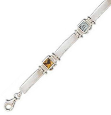 
Multi-Gem Bezel Set Princess-cut 5 mm Cubic Zirconia Silver Bracelet
