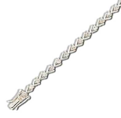 
V Style Round 2.5 mm Cubic Zirconia Silver Bracelet
