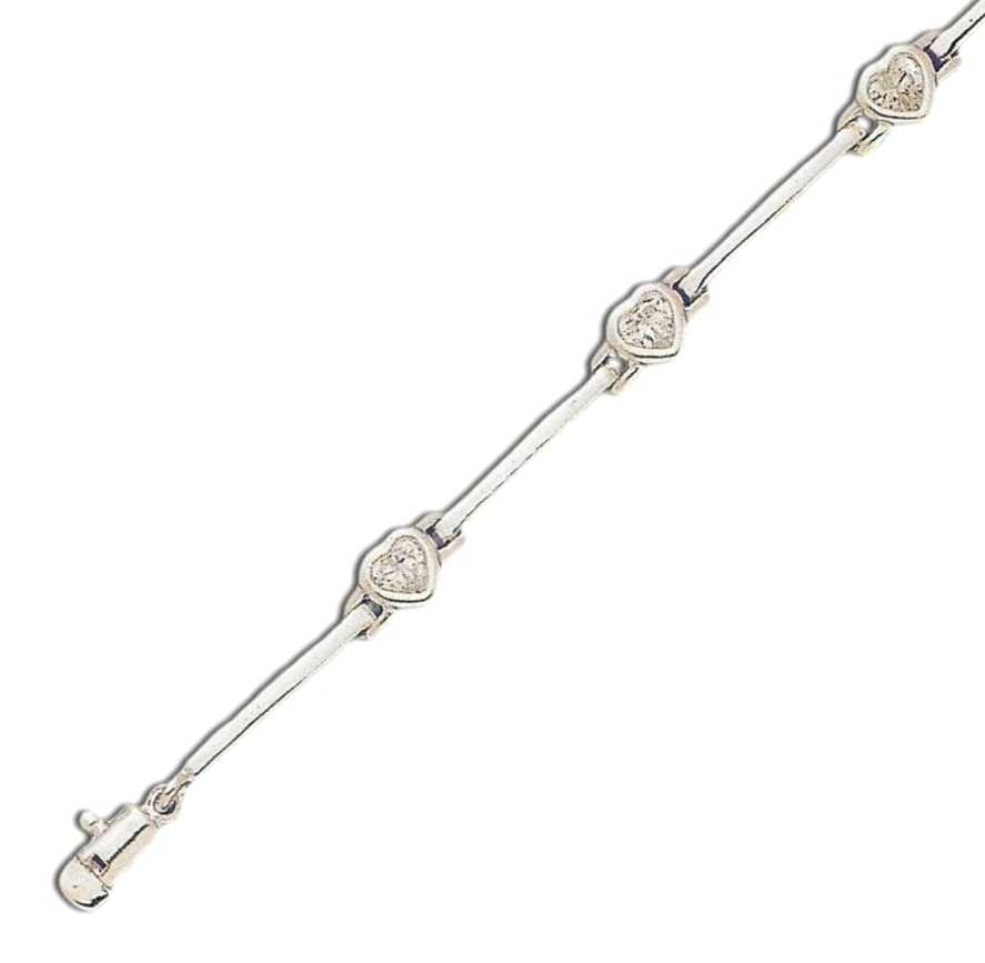 
Bezel Set Link Heart 4 mm Cubic Zirconia Silver Bracelet
