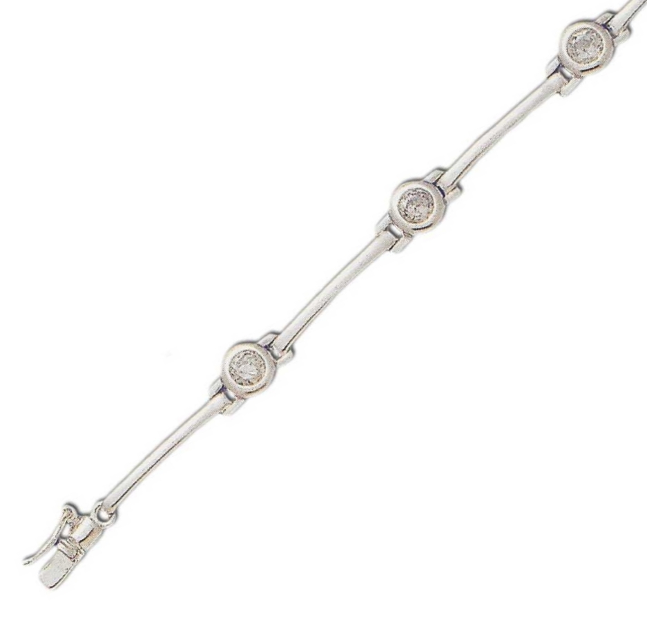 
Bezel Set Link Round 4 mm Cubic Zirconia Silver Bracelet
