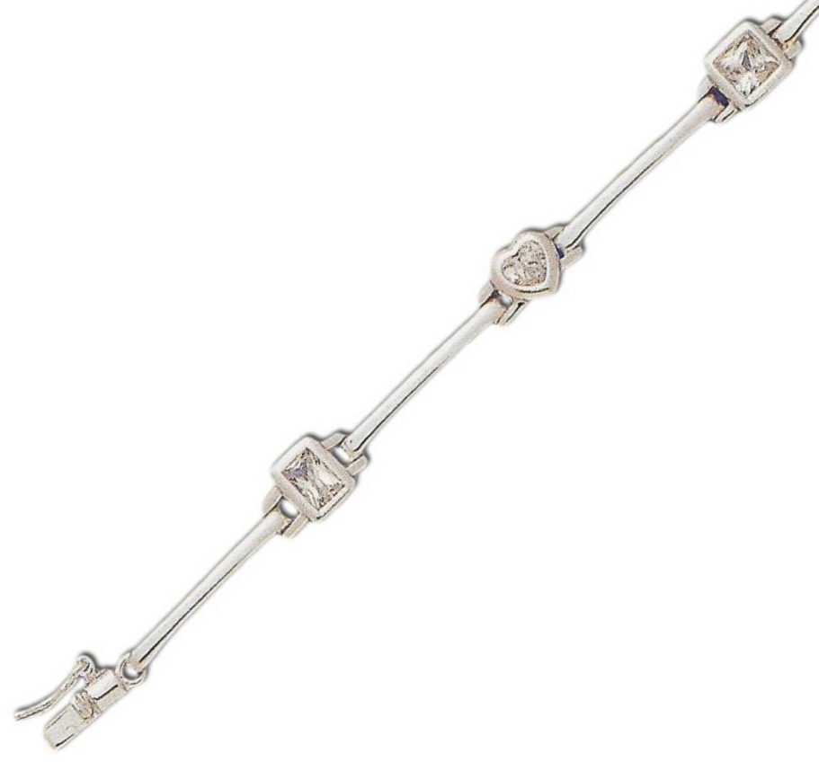 
Bezel Set Link Multi-Gem Style Cubic Zirconia Silver Bracelet
